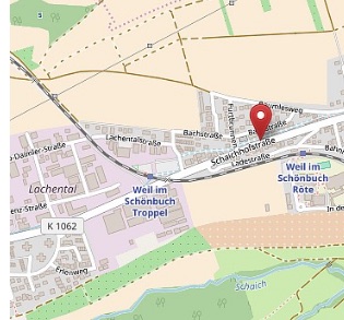 Kartenausschnitt mit der Lage von Gök Raumdesign, Schaichhofstraße 24, 71093 Weil im Schönbuch